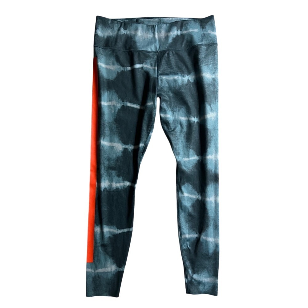 Nike Dri-FIT Womens Teal Tie Dye Orange Stripe Training Leggings Large High Rise
